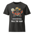Sand Patrol Tee, ghost crab mascot, front view