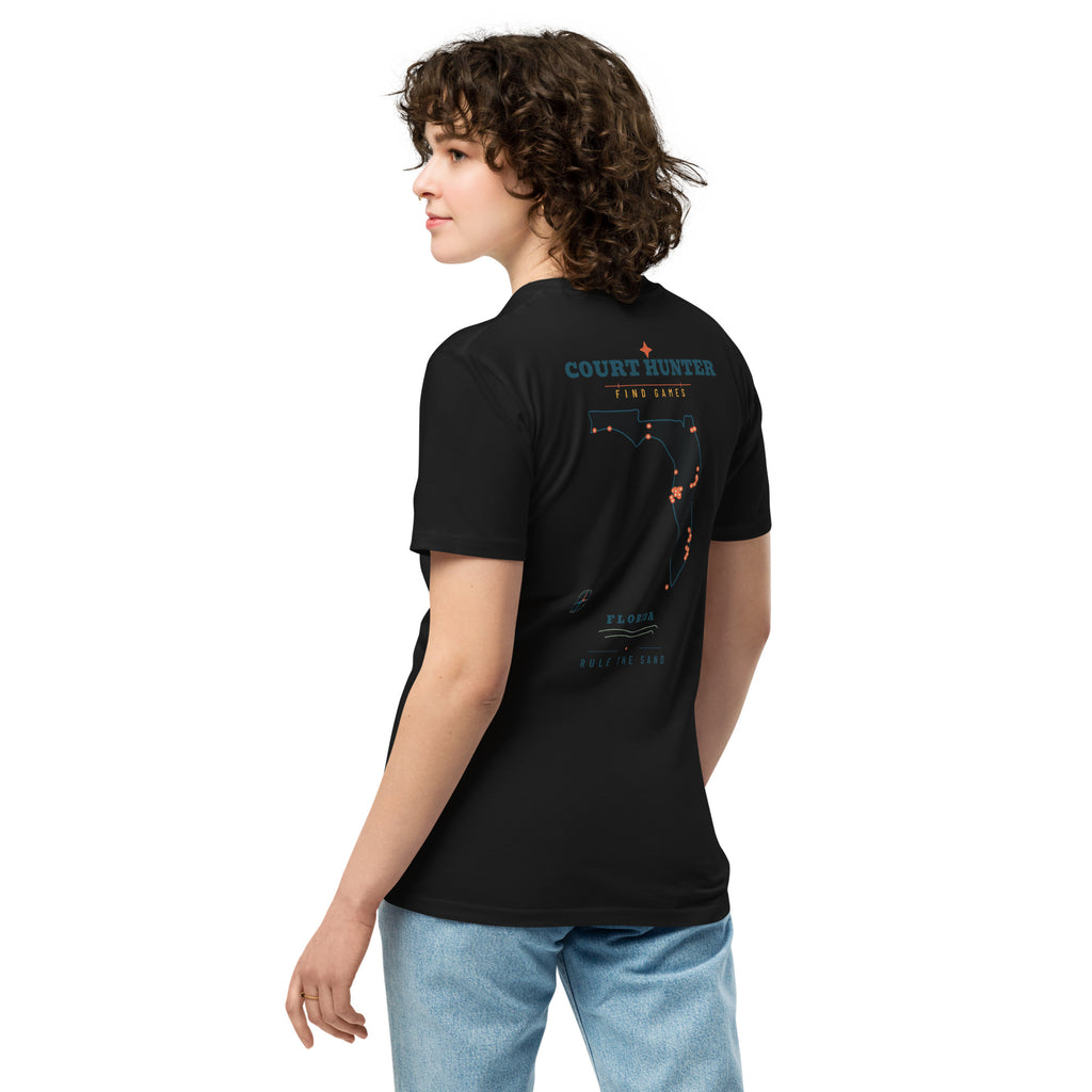 Court Hunter Tee, folded back showing court pins