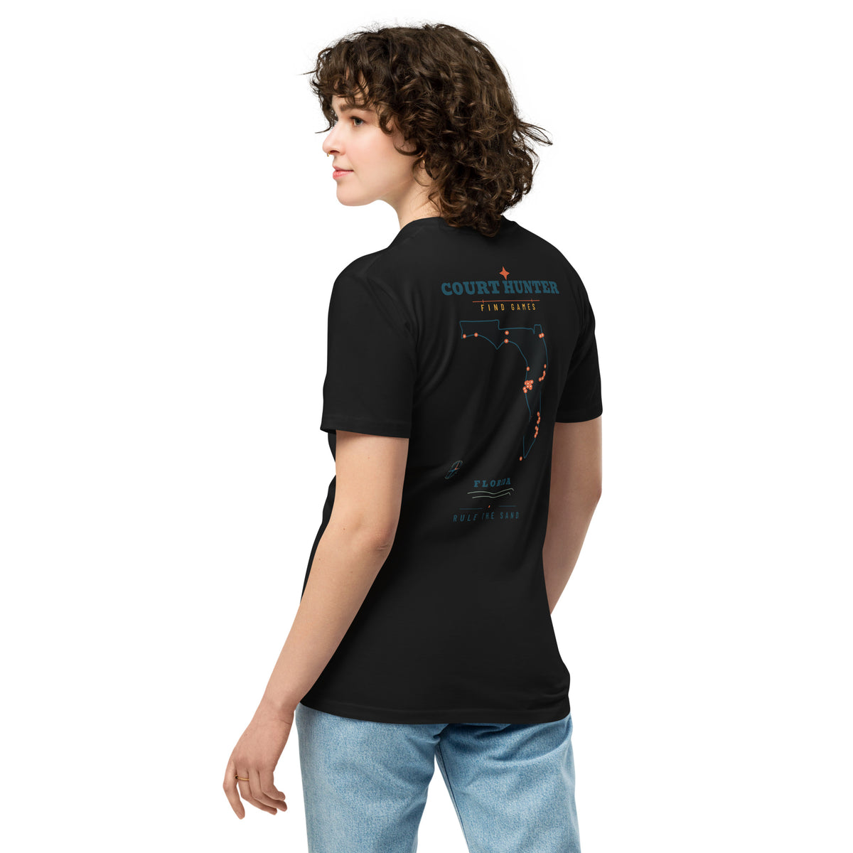 Court Hunter Tee, folded back showing court pins